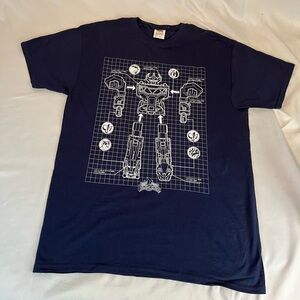 2017 Mighty Morphin Power Rangers T-Shirt Mens Medium Megazord Diagram Schematic
